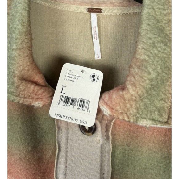 FREE PEOPLE $178 LARGE RUBY PRINTED SHACKET COTTON BLEND JACKET MARZIPAN - Picture 7 of 13